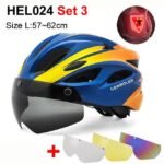 NEWBOLER Cycling Helmet Man Women LED Light Helmet Road Mountain Bike Helmet Removable Lens Riding Bicycle Helmet With Goggles - Image 12