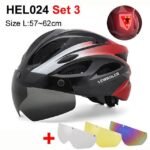 NEWBOLER Cycling Helmet Man Women LED Light Helmet Road Mountain Bike Helmet Removable Lens Riding Bicycle Helmet With Goggles - Image 2